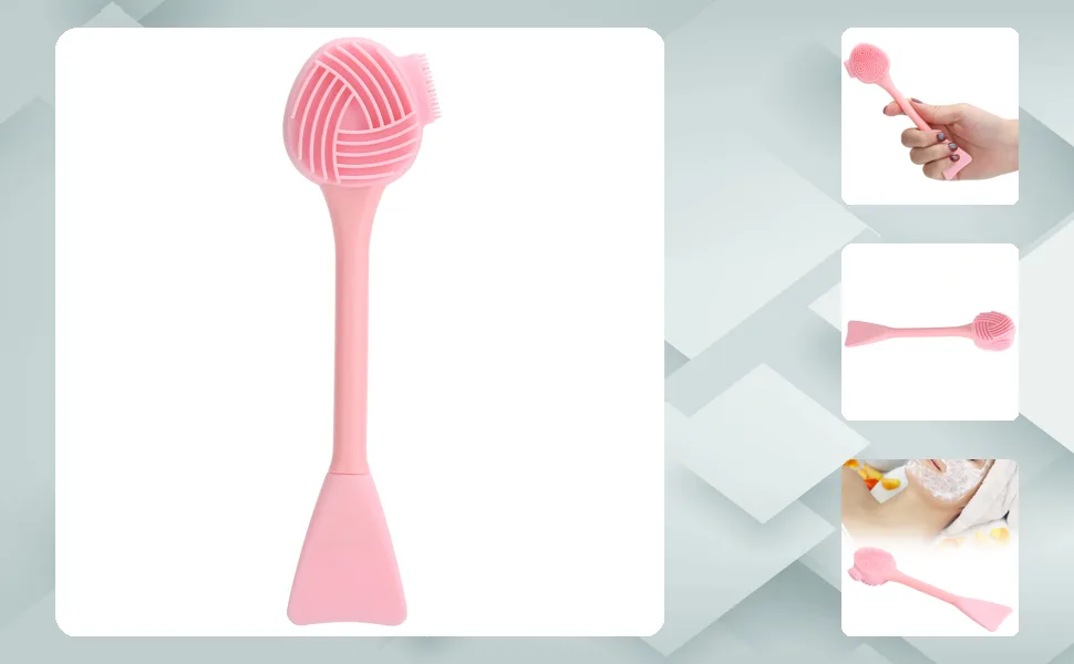 Silicone Facial Mask Cleansing Brush Soft Material Deeply Remove Blackheads Massage Skin Smooth Comfortable Handle for Easy Hold () pink - 3112210008412-1