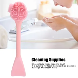 Silicone Facial Mask Cleansing Brush Soft Material Deeply Remove Blackheads Massage Skin Smooth Comfortable Handle for Easy Hold () pink - 3112210008412-2