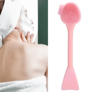 Silicone Facial Mask Cleansing Brush Soft Material Deeply Remove Blackheads Massage Skin Smooth Comfortable Handle for Easy Hold () pink - 3112210008412-3