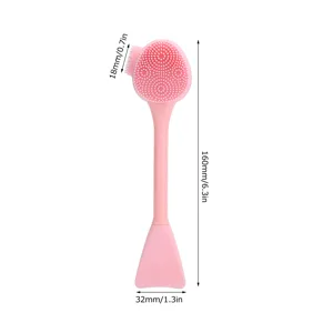 Silicone Facial Mask Cleansing Brush Soft Material Deeply Remove Blackheads Massage Skin Smooth Comfortable Handle for Easy Hold () pink - 3112210008412-3
