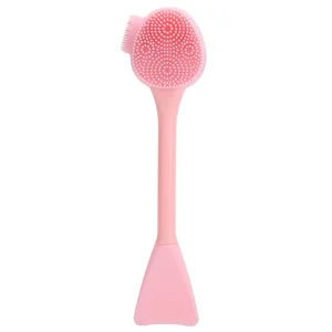 Silicone Facial Mask Cleansing Brush Soft Material Deeply Remove Blackheads Massage Skin Smooth Comfortable Handle for Easy Hold () pink - product information 2
