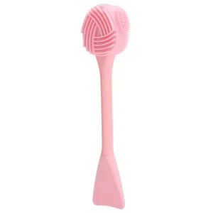Silicone Facial Mask Cleansing Brush Soft Material Deeply Remove Blackheads Massage Skin Smooth Comfortable Handle for Easy Hold () pink - product information 3