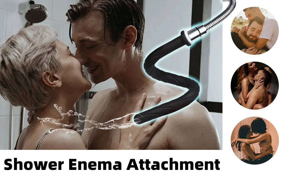 Shower Douche Nozzle for Travelling Extended Silicone Enema Approximately 17inch Enema Shower Attachment for Home Bowel Cleansing - product information 3