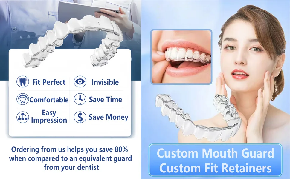 Custom Night Guard Custom Mouth Teeth Guards Against Teeth Grinding/Clenching Dental Retainer for TMJ Relief and Bruxism (One Upper Guard) - custom night guard teeth guard mouth guards dental retainer day guards braces teethguard mouthguard