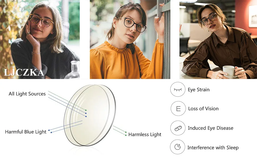 LJCZKA Blue Light Blocking Glasses Women Men Retro Round Eyewear Frame Computer Cat Eye Glasses Clear Lens Eyeglasses Black - blue light blocking glasses