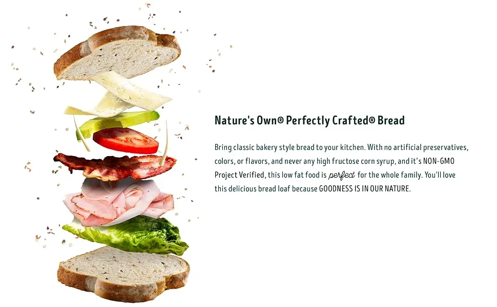 Nature's Own Perfectly Crafted Multi Grain Bread Loaf - 22 oz Bag - Sandwich header