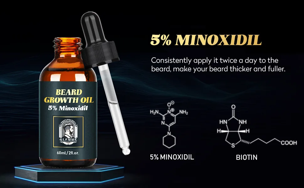 5% Minoxidil Beard Growth Kit with Biotin Oil Balm for Patchy Beards - Beard Growth Oil & Gift for Men Home Use - product information 2