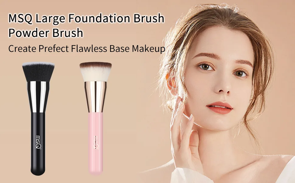 Foundation Brush for Liquid Makeup MSQ Flat Top Kabuki Foundation Brush Premium Makeup Brushes for Liquid Cream and Powder-Liquid Blending Powder Brush Black - product information 1