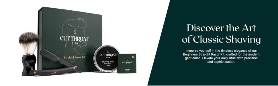 Premium Straight Razor Kit | Mens Beginners Cut Throat Razor Kit Inc Blades Brush Soap & Gift Box - Kit picture