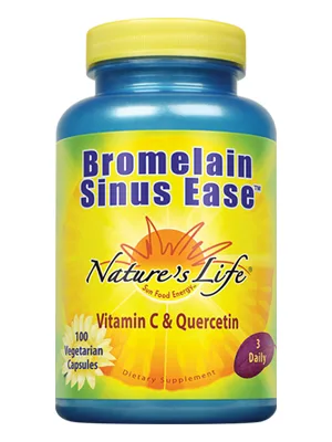 Nature's Life Bromelain Sinus Ease 1200mg | with Vitamin C & Quercetin | Sinus Health, Immune Function & Seasonal Support | 100 Vegetarian Capsules - Nature