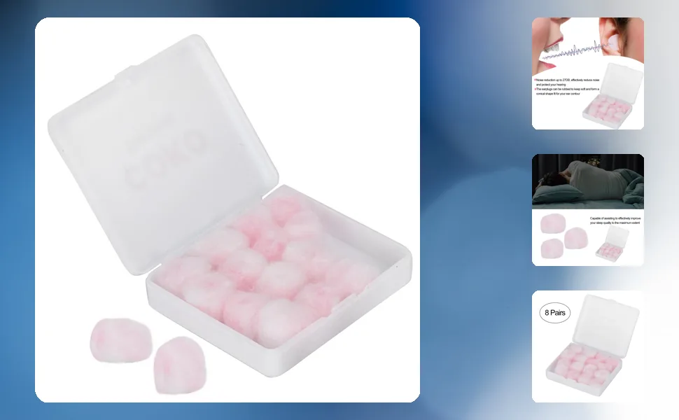 8 Pairs Wax Cotton Noise Reduction Waterproof Earplugs Adault Child Hearing Earplugs - AF02141-1