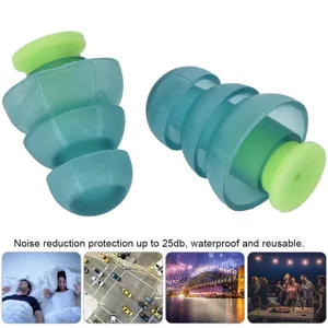 Pair of Silicone Noise Reduction Earplugs Soft Waterproof Reusable Christmas Tree Shape Hearing Blue Yellow - AF02259-2