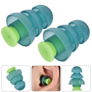 Pair of Silicone Noise Reduction Earplugs Soft Waterproof Reusable Christmas Tree Shape Hearing Blue Yellow - product information 3