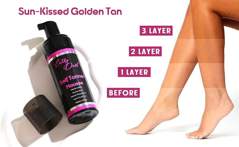 Cathy Doll Cruelty Free Sunless Tanning Mousse Natural Self Tanner Mousse Self Tanning Mousse For Fair Skin Body Face - Self Tanning Mousse