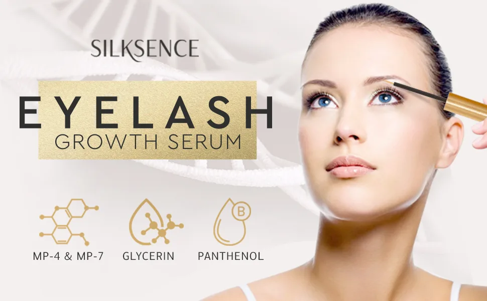 Lash Enhancing Serum for Eyelash Growth: Lash Serum for Women to Boost Thicker Fuller and Longer Lashes 5 ml (Metallic) - Silksence eyelash growth serum