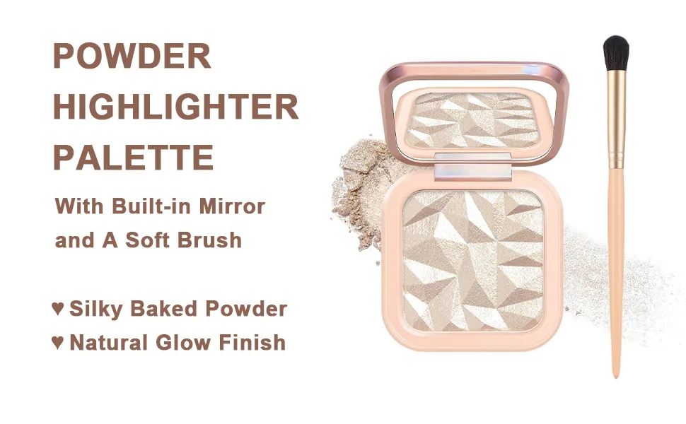 Mysense Face Highlighter Powder Palette Shimmery Highlighter Makeup Highlight Face Illuminator Makeup Iluminadores De Maquillaje Natural Glow Finish with Mirror & Brush - face highlighter palette,highlighter powder,highlighter makeup
