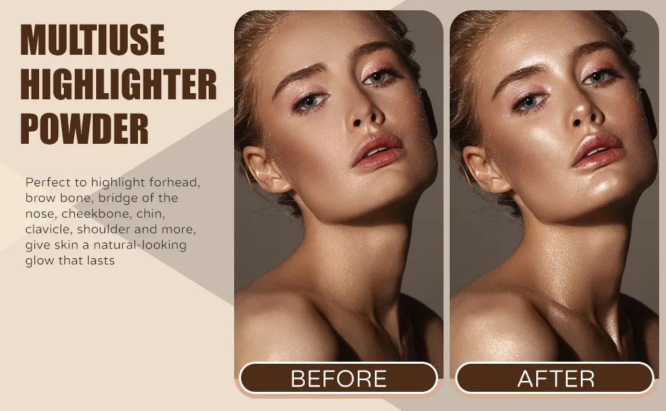 Mysense Face Highlighter Powder Palette Shimmery Highlighter Makeup Highlight Face Illuminator Makeup Iluminadores De Maquillaje Natural Glow Finish with Mirror & Brush - face highlighter palette,highlighter powder,highlighter makeup
