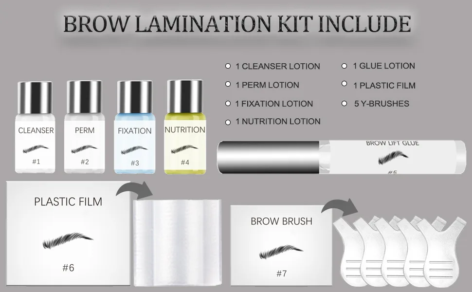 Brow Lamination Kit Eyebrow Lamination Kit Professional DIY Eyebrows Lift Styling Kit for Fuller and Messy Eyebrows Wake Up Fuller Feathered Eyebrows Lasting 6-8 Weeks Suitable for Salon Home Use - brow lamination kit