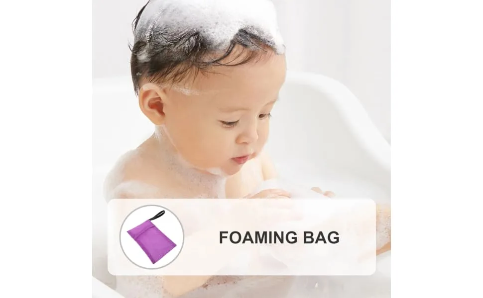 Bath Bag Shampoo Nylon Soap Purple Scrubber - product information 1