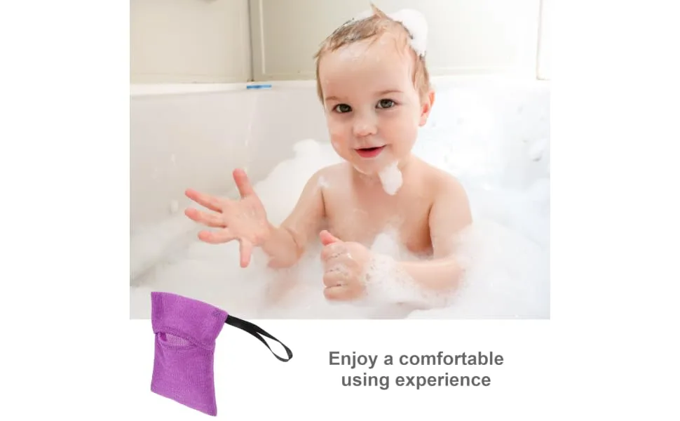 Bath Bag Shampoo Nylon Soap Purple Scrubber - product information 4