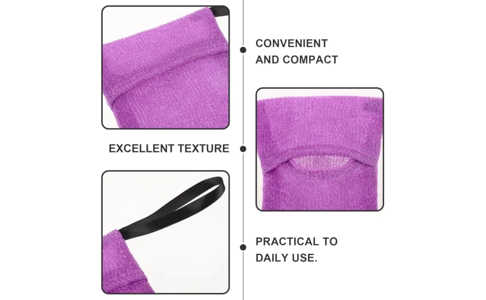 Bath Bag Shampoo Nylon Soap Purple Scrubber - product information 5