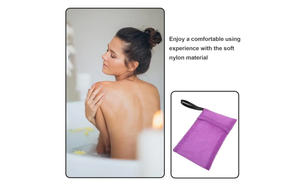 Bath Bag Shampoo Nylon Soap Purple Scrubber - product information 6