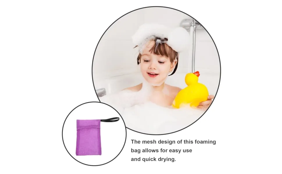 Bath Bag Shampoo Nylon Soap Purple Scrubber - product information 7