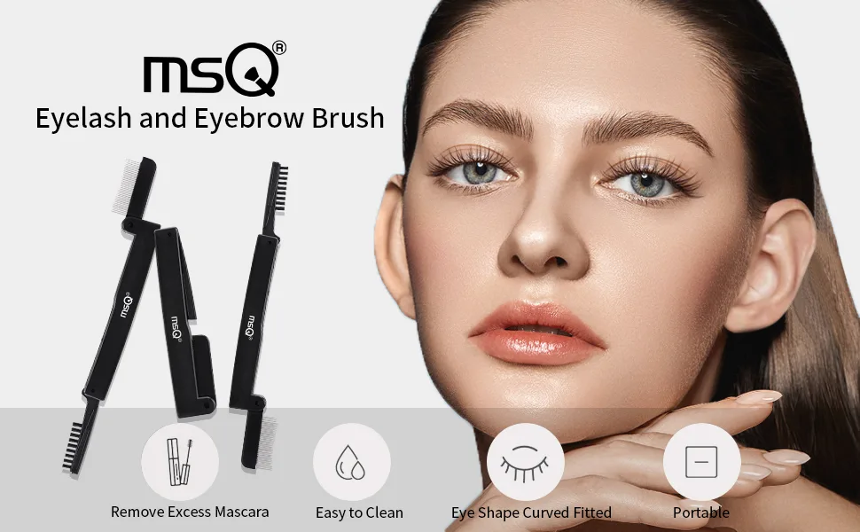 Eyelash Comb MSQ Eyelash Separator Folding Eyelash Comb Brow Brush Mascara Applicator Eyelash & Brow Definer Eyebrow & Lash Brush Eyebrow Grooming Tool - product information 1
