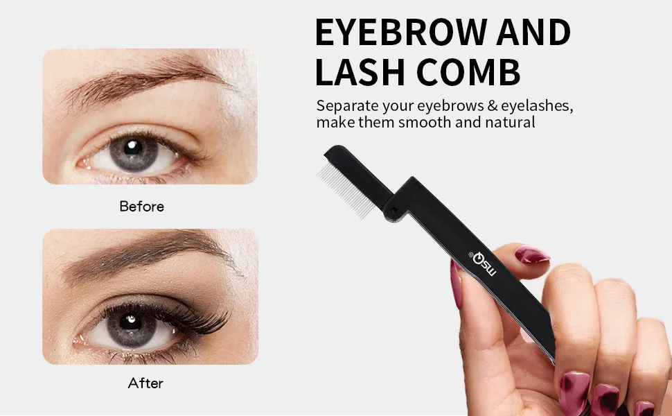 Eyelash Comb MSQ Eyelash Separator Folding Eyelash Comb Brow Brush Mascara Applicator Eyelash & Brow Definer Eyebrow & Lash Brush Eyebrow Grooming Tool - product information 2