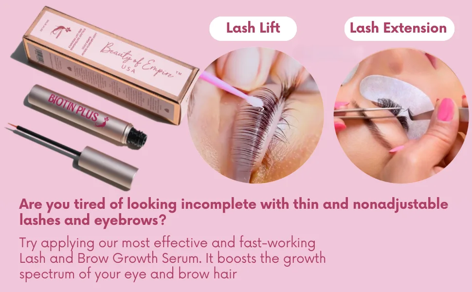 2 In 1 Lash & Brow Growth Serum - Premium Enhancing Serum with Advanced Formula to Boost Longer Fuller & Thicker Luscious Lashes with Biotin Ginseng Natural Lashes & Extensions - Before & After