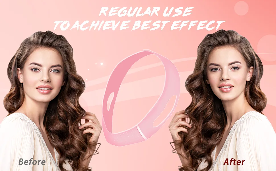 CURELIX Double Chin Reducer Reusable Double Chin V Line Lifting Belt with Chin Strap for Women Face Lift Mask (Pink) - VFB-A+2