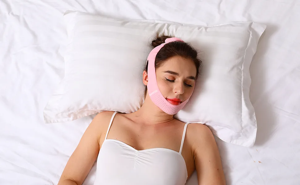 CURELIX Double Chin Reducer Reusable Double Chin V Line Lifting Belt with Chin Strap for Women Face Lift Mask (Pink) - VFB-A+5