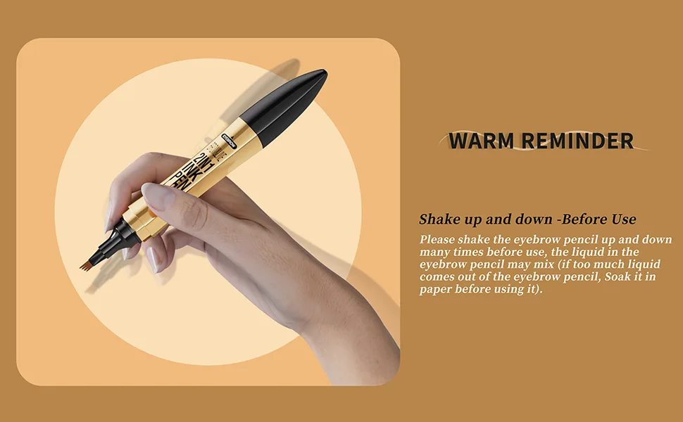 2-In-1 Dual-Ended Eyeliner and Eyebrow Pen with 4-Fork Micro-Fork Precision Brush for Natural Water-Resistant and Long-Lasting Application Suitable for Eyebrows Hairline and Beard - product information 2