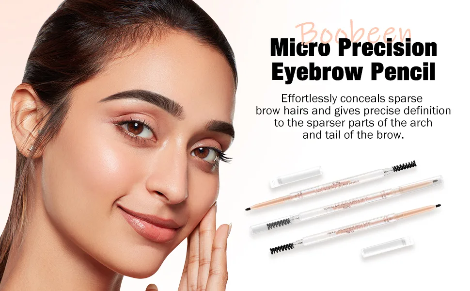 Boobeen Precision Eyebrow Pencil Micro Waterproof Brow Pen with Spoolie Brush Long Lasting Eyebrow Colors Create Perfectly Natural Brow Shaper coffee - Boobeen micro precision eyebrow pencil