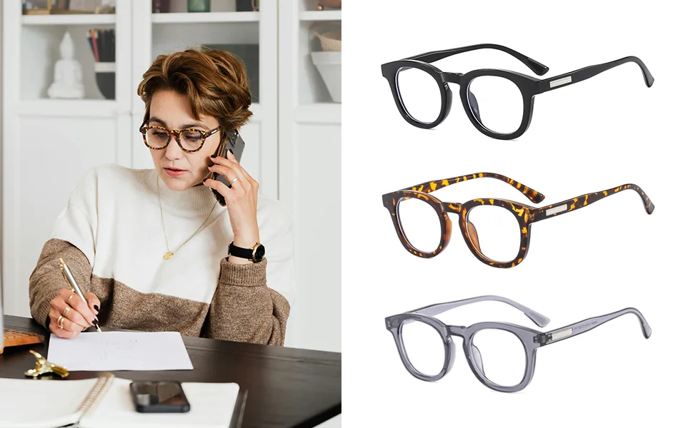 LJCZKA Blue Light Blocking Glasses for Men Women Retro Small Round Frame Computer Eyeglasses Anti Eyestrain Clear Frame Cleargreyclear - Blue Light Blocking Glasses