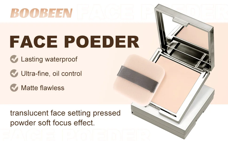 Boobeen Matte Face Finishing Powder Smooth Setting Pressed Powder Makeup Oil Control Lightweight Long Lasting Makeup Setting Foundation Compact Powder Soft Focus Effect Translucent Finish 02# Natural - setting powder makeup