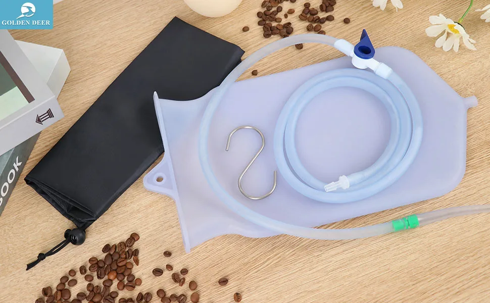 Silicone Enema Bag Kit - 2 Quart Capacity 5 Multi-Size Reusable Controlled Water Flow for Colon Detox Cleanse Enemas - Perfect for Coffee and Water Enemas