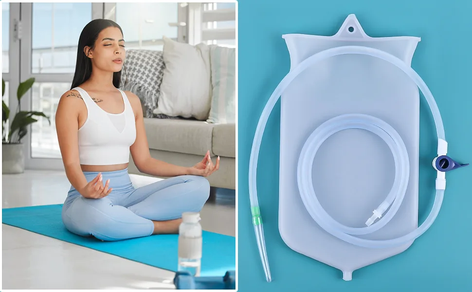 Silicone Enema Bag Kit - 2 Quart Capacity 5 Multi-Size Reusable Controlled Water Flow for Colon Detox Cleanse Enemas - Preforming enema has never been this easy!