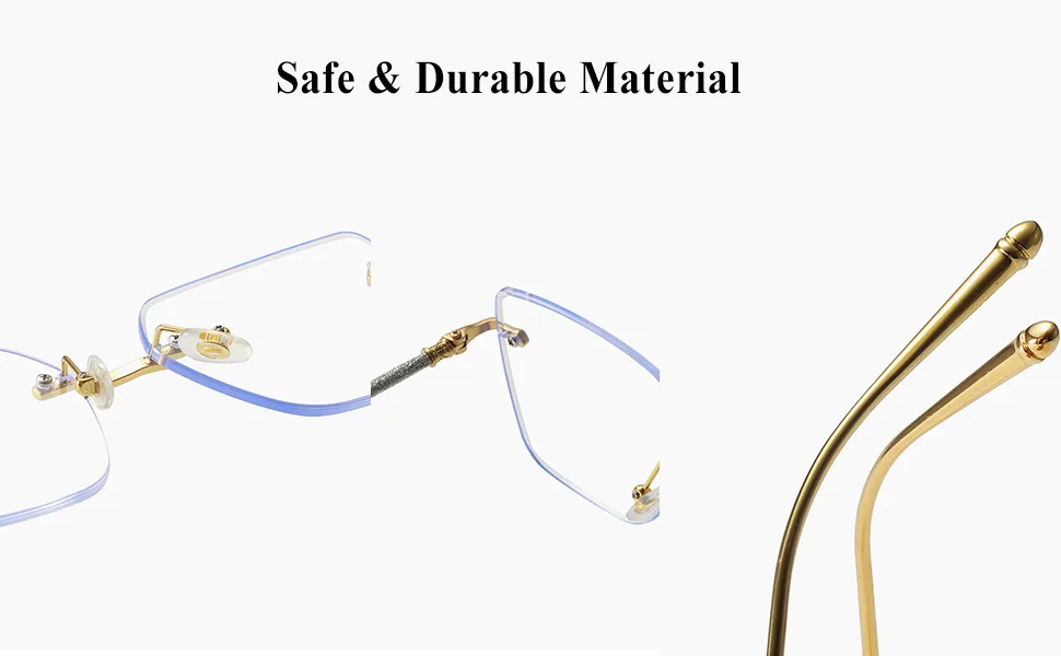 LJCZKA Blue Light Blocking Glasses Women Men Square Rimless Eyeglasses Anti Eye satrain Computer Glasses Metal Frame Silver - Blue Light Blocking Glasses