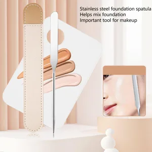 Makeup Mixing Spatula Set Stainless Steel Acrylic Palette Double Ended Stirrer Cosmetic Palette - 1410230007511-2