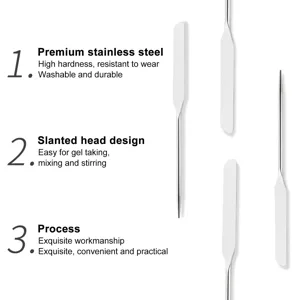 Makeup Spatula Stainless Steel Slanted Head Mixing Stirring for Makeup Nail Art Manicure - 1410230007411-2