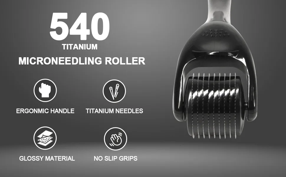 540 Titanium Derma Roller - Microneedle Micro Needle Roller For Men And Women Home Use - Microneedling Roller Dermaroller Skin Care Tool(#1.0#) - Derma Roller