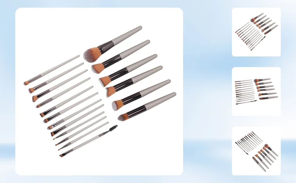 18 Pieces Makeup Brush Set Beginner Cosmetic Powder Applicator for Eyeshadow Blush Eyelashes - 1410230162111-1
