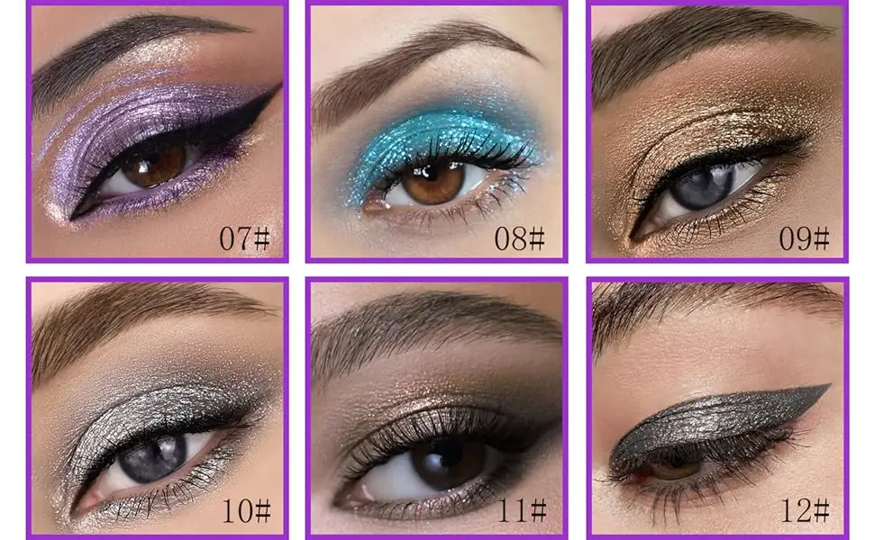 Glitter Eyeshadows Liquid Eyeshadows Long-lasting Liquid Glitter Eyeshadows Shimmer-Eyeshadows Metals-Gloss-Sparkling Silver Gold High-pigmented Colorful Glitter Eye Shadows(08#Light-Blue) - product information 4