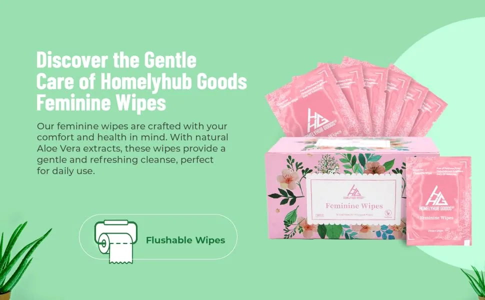 Feminine Flushable Individually Wrapped Traveling Non Scented Wipes. - Alcohal-free