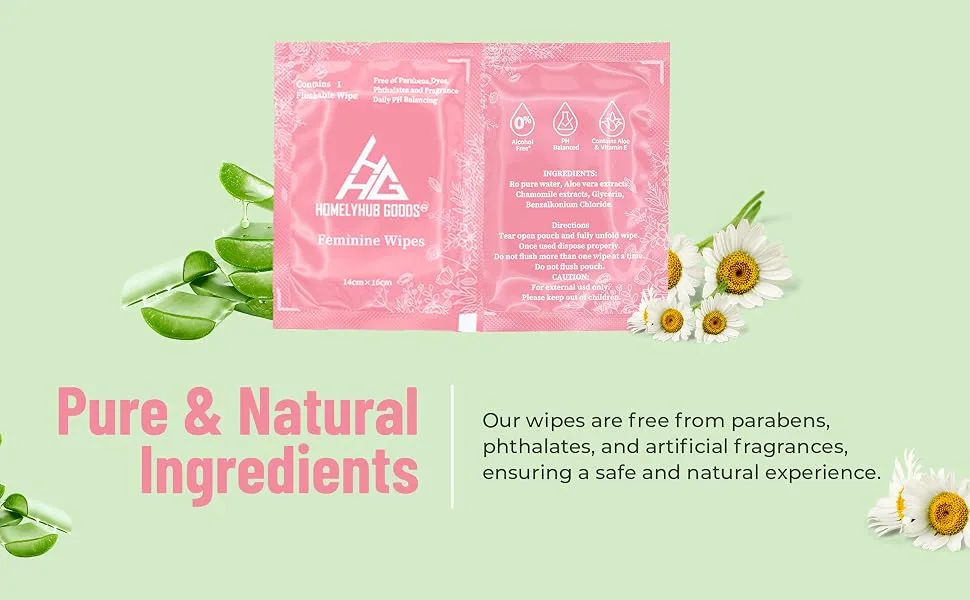 Feminine Flushable Individually Wrapped Traveling Non Scented Wipes. - Travel friendly
