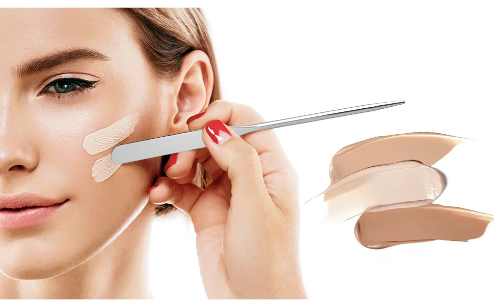 Makeup Mixing Palette Spatula Stainless Steel Makeup Tiny Spatula Professional Art Foundation Cream Blender For Nail-Art Eye Shadow Eyelash Face Makeup Tools - Foundation Makeup Spatula