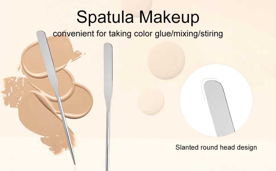 Makeup Mixing Palette Spatula Stainless Steel Makeup Tiny Spatula Professional Art Foundation Cream Blender For Nail-Art Eye Shadow Eyelash Face Makeup Tools - Foundation Makeup Spatula