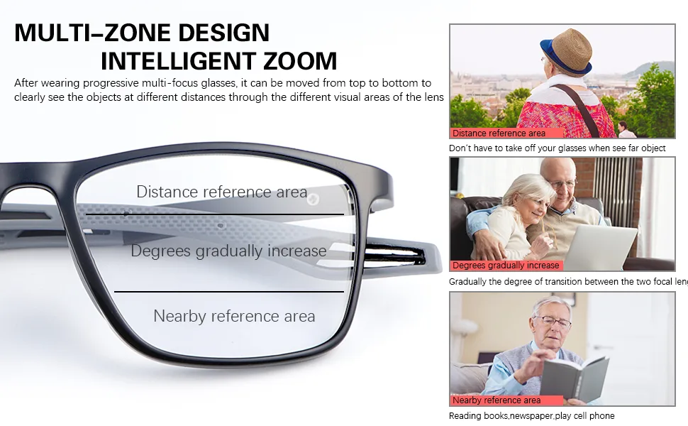 YIMI Progressive Photochromic Multifocus Reading Glasses for Men Women Spring Hinge Computer Anti Blue Light UV Sun Readers Black 1.5 x - product information 3