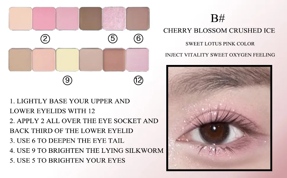 Eyeshadow Palette Natural Long-Lasting Makeup Palette Pigmented Eye Makeup Palette For On the Go Twelve Color Eyeshadow Palette B - eyeshadow palette
